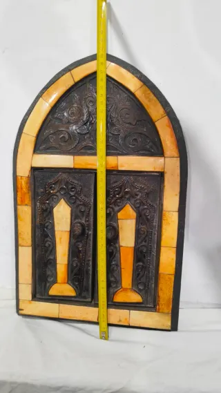 Antigua ventana árabe espejo hueso madera tallados