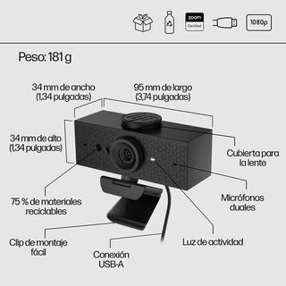 Webcam HP 620 Negra NUEVA