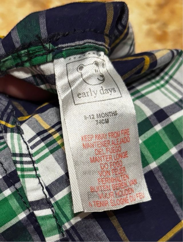 Camisa cuadros 9-12 meses