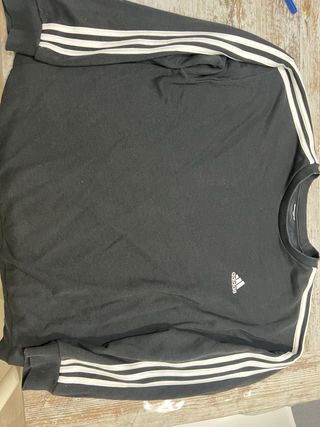 Sudadera Adidas Negra sin capuchacon Rayas Blancas