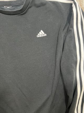 Sudadera Adidas Negra sin capuchacon Rayas Blancas