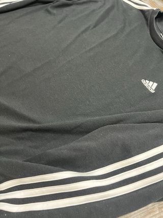 Sudadera Adidas Negra sin capuchacon Rayas Blancas