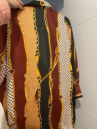 Vestido Camisa Zara Estampado Cadena