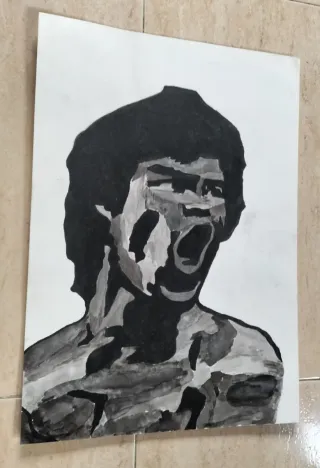 Óleo antiguo Bruce Lee sobre cartulina