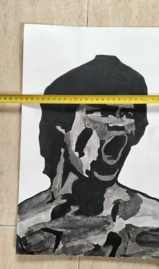 Óleo antiguo Bruce Lee sobre cartulina