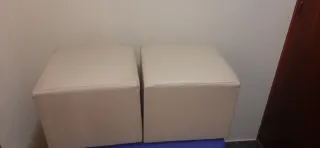 Sofá Cama Beige Piel Sintética