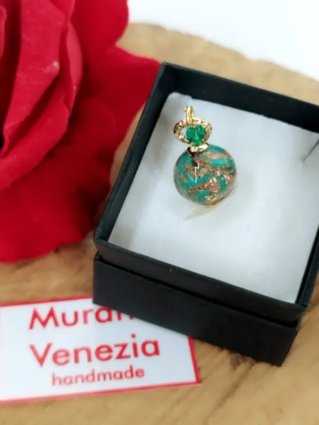 Ciondolo Vetro Murano Oro e Verde