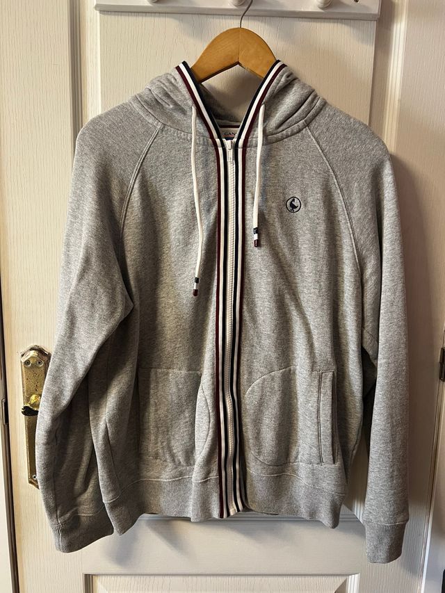 Sudadera Gris Cremallera Logo Talla M