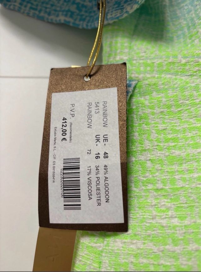 Vestido Charo Azcona degradado azul e verde