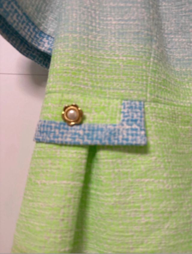 Vestido Charo Azcona degradado azul e verde