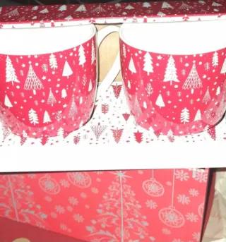 Set 2 tazze mug natalizie rosse