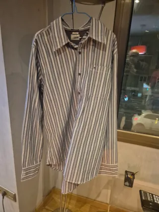 Camisa Tommy Hilfiger Rayas Gris y Blanca