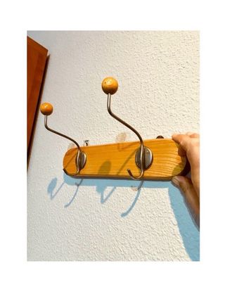 Perchero vintage madera metal Mid-Century 30cm