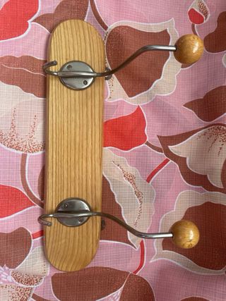Perchero vintage madera metal Mid-Century 30cm
