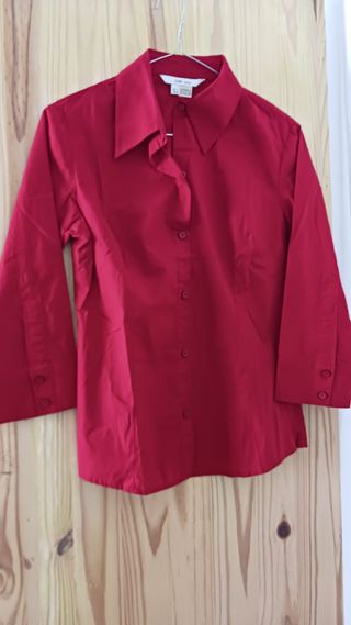 Camisa Zara Roja 100% Algodón
