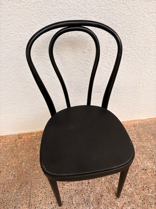 Juego de 6 Sillas Madera Negras con Asiento Rojo