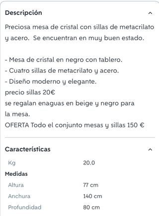 Mesa ovalada y sillas