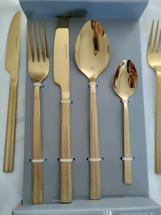Posate Acciaio Inox Bavaria Oro 24 Pezzi