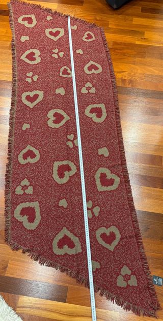 Calda sciarpa/stola con stampa a cuori double-face