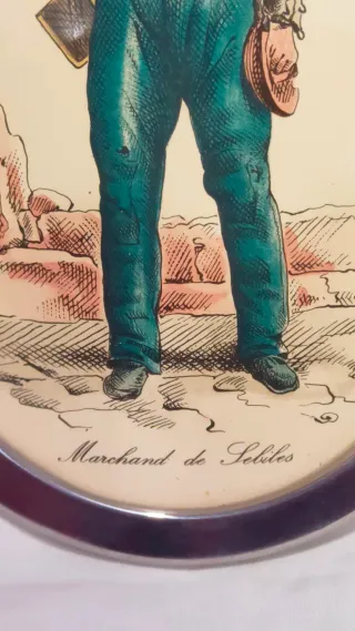 Cuadro antiguo metal porcelana París