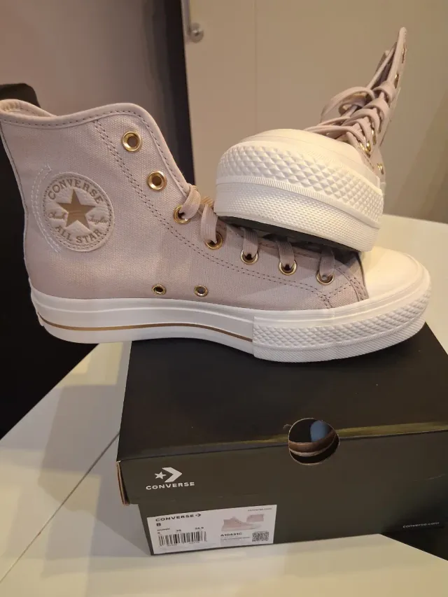 Zapatillas Converse Plataforma Rosas y Doradas