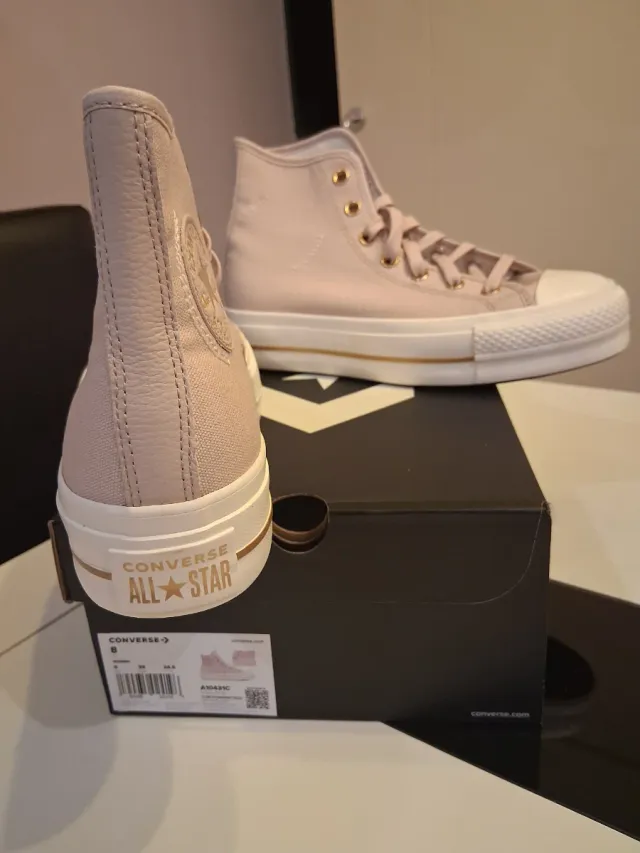 Zapatillas Converse Plataforma Rosas y Doradas