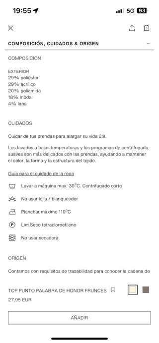 Jersey palabra de honor Zara color crudo