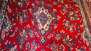 Tappeto lana rosso e blu