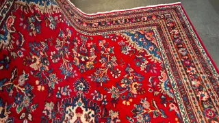 Tappeto lana rosso e blu