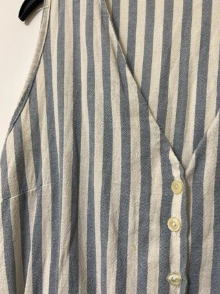 Mono corto lino rayas bolsillos