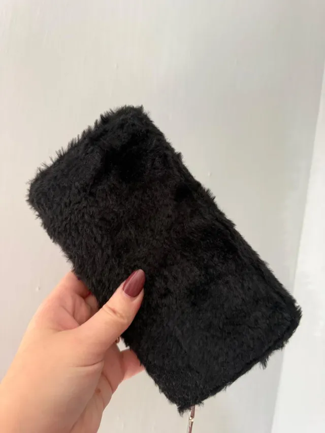 BORSA TOTE ECOPELLICCIA NERA