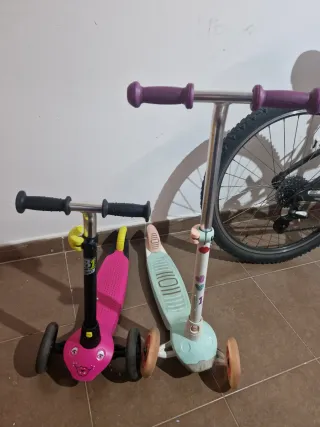 Patinete infantil 3 ruedas rosa y azul