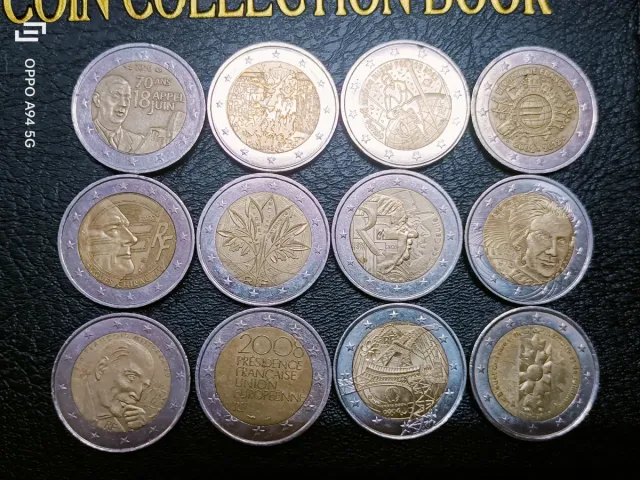 Colección de 12 monedas de 2 euros de Francia