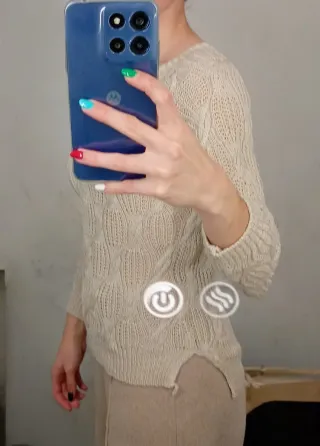 Jersey beige tejido con trenzas