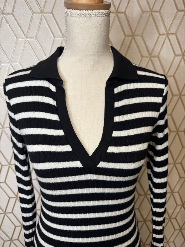 Vestido canalé rayas blanco y negro