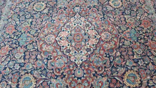 Tappeto kashan antico lana blu e rosso