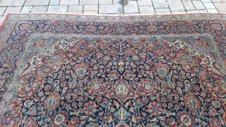 Tappeto kashan antico lana blu e rosso