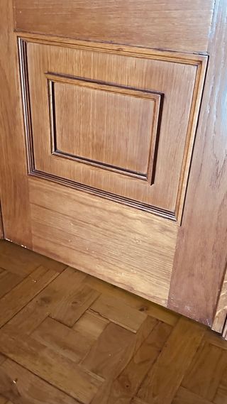 Puerta doble madera maciza cristal floral