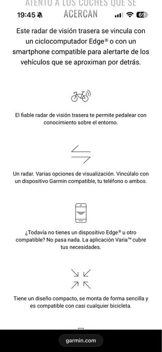 Radar Garmin RVR315 para Bicicleta