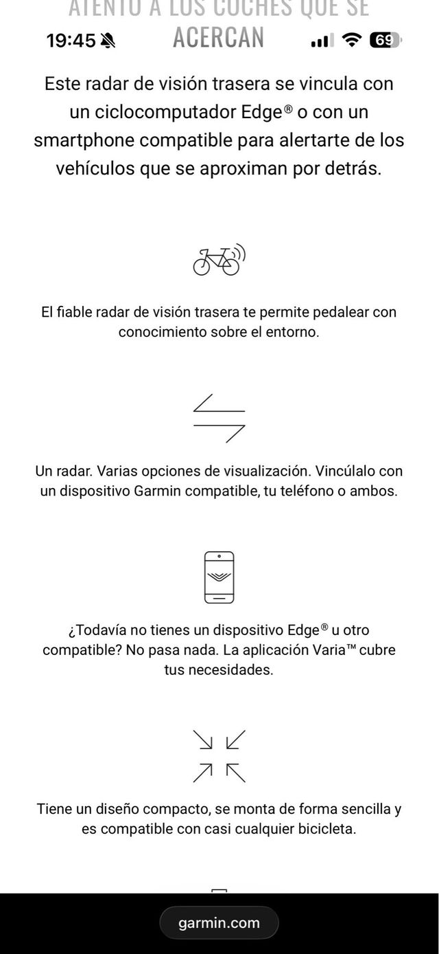 Radar Garmin RVR315 para Bicicleta