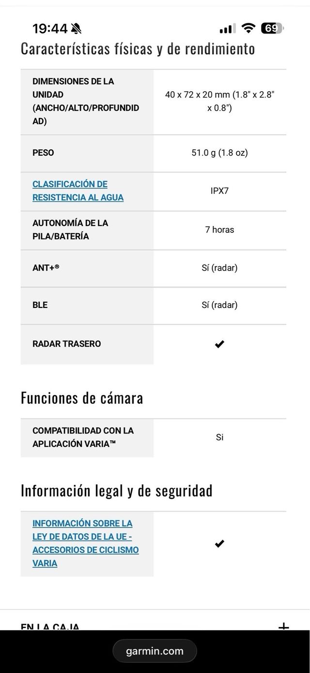 Radar Garmin RVR315 para Bicicleta