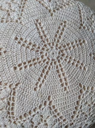 Cojín redondo ganchillo algodón. NUEVO