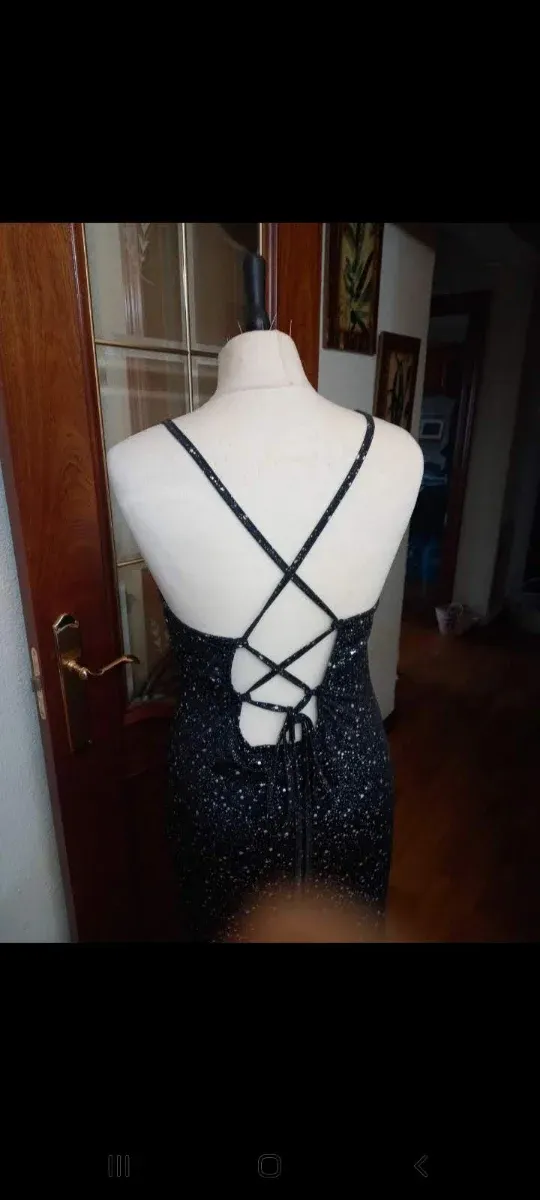 Vestido largo brillos talla M