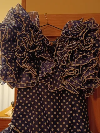 Vestido Flamenca Lunares Azul y Blanco talla 38