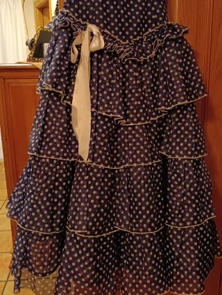 Vestido Flamenca Lunares Azul y Blanco talla 38