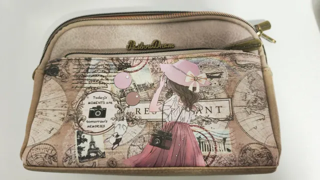 Bolso Rainbow Dream beige y rosa.