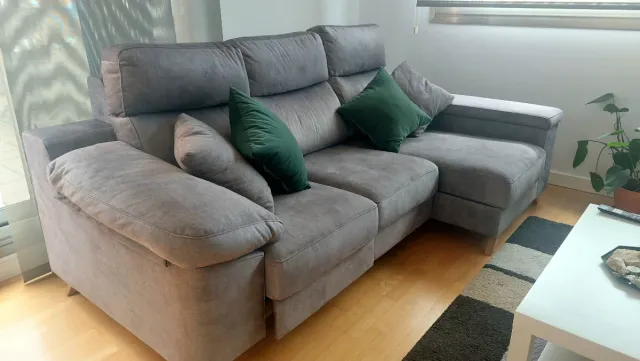 Sofá Chaise Longue Gris Tela