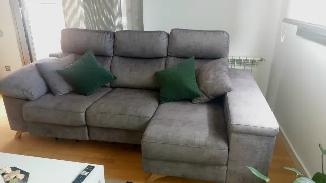 Sofá Chaise Longue Gris Tela