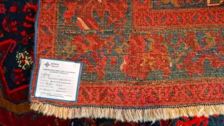 Tappeto antico lana blu e rosso