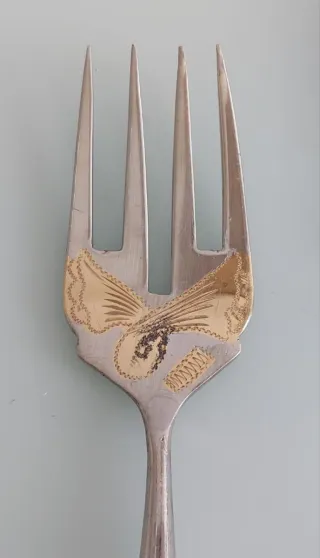 JUEGO CUBIERTOS POSTRE+ESTUCHE REGALO BODA AÑOS 50